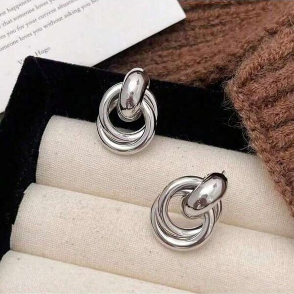 Modern Double Knot Earrings | 925 Sterling Silver - Picture 1 of 3